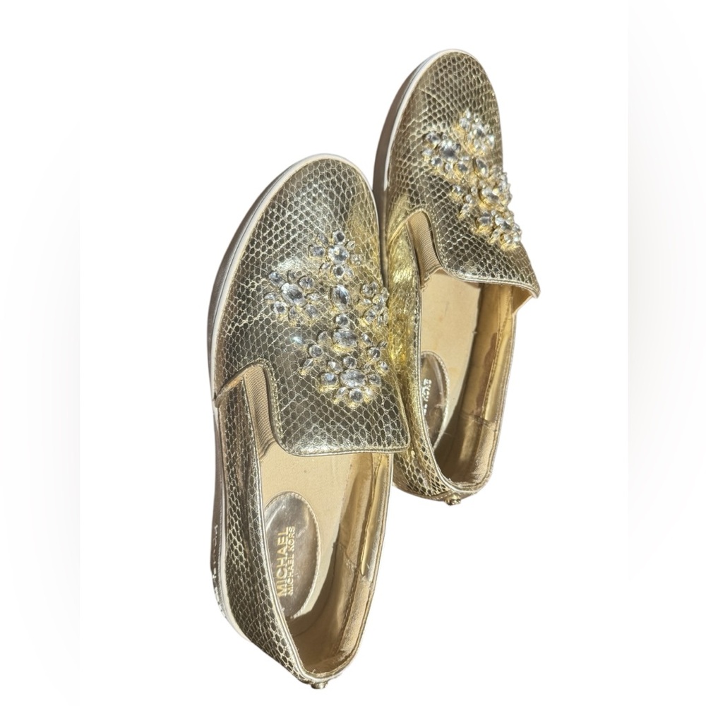 Michael Kors Gold Embellished Slip-On Sneakers - Picture 11 of 15